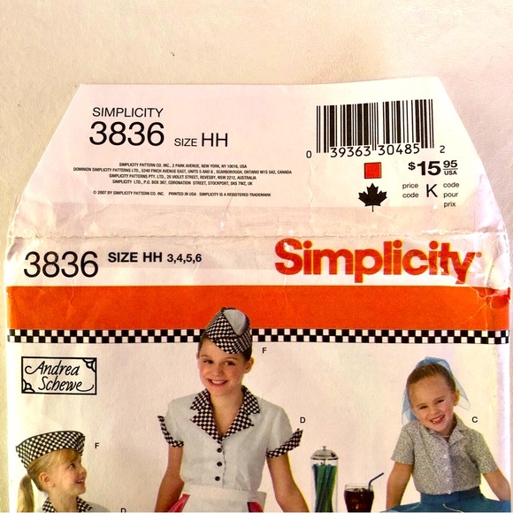 Simplicity 3836 Child’s Poodle Skirt Costume Uncut Sewing Pattern (3,4,5,6) - Picture 8 of 11